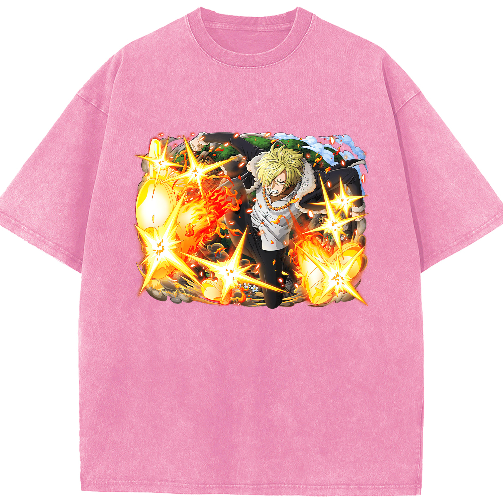 （画像用） ワンピース サンジ ONE PIECE Sanji 綿100% ヴィンテージ風 半袖Tシャツ（フロントプリント）